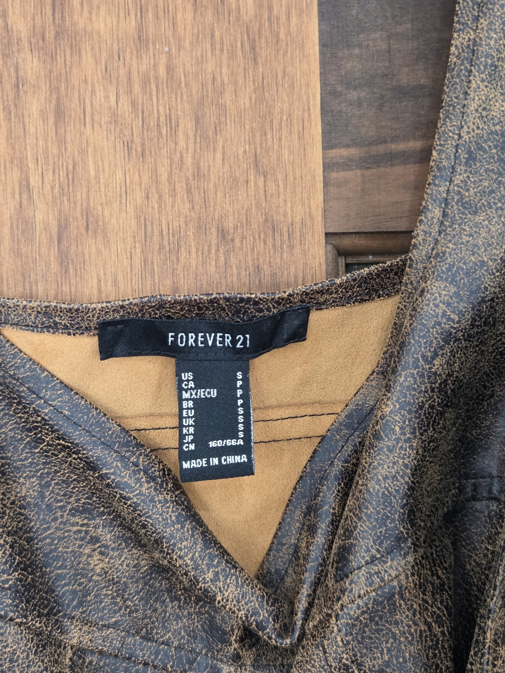 Forever 21 Brown Faux-Leather Wide-Leg Jumsuit (New) - Picture 7 of 8